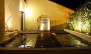 Pond and fountain with light effects designed by Olivier Clavel