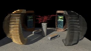 modélisation 3d d'espace zen